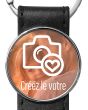 porte clés photo cuir et rond métal - votre photo