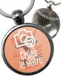 Porte-cles photo métal baseball - on