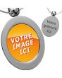 porte cles photo metal oval - on