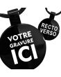 Porte-clés rond gravé noir - recto verso