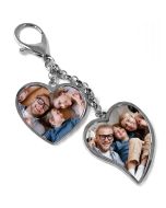 Porte clé photo double coeur - fête des mamies