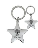 porte clés personnalisé métal gravé double face étoile - arbre de vie love