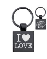 Porte-clés grave acier carre noir