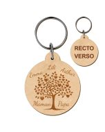 Porte clef en bois symbole Om gravé - Esensmana