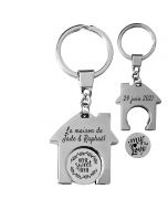 Porte-clés gravé maison jeton de caddie