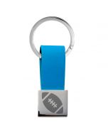 Porte-clés gravé Simili cuir et métal carré bleu