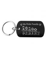 Porte-clés noir gravé ma petite famille