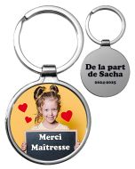 Porte-clés personnalisé photo et gravure rond - merci