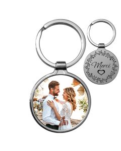 Porte-clés personnalisé photo et gravure rond