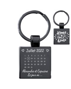 Porte-clés calendrier gravé - noir