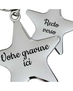 Porte clés personnalisé métal gravé double face étoile