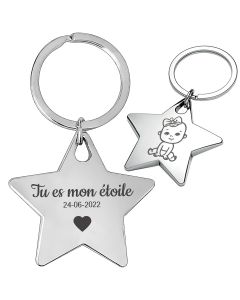 porte clés personnalisé métal gravé double face étoile