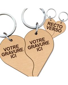 PORTE CLÉS COUPLE EN BOIS PERSONNALISÉ (BOIS009)