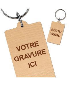 Porte clés bois gravé rectangle 35x55 mm