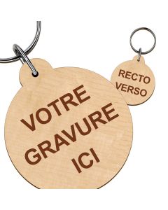 Porte clés bois gravé rond 40mm