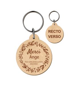 porte-cles-grave-bois-rond-40mm - merci