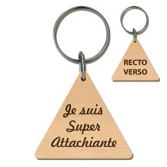 Porte clés en bois d'érable verni personnalisable gravé Maman d'amour -  Clapito