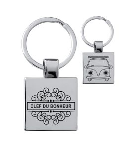 Porte-clés gravé carré 