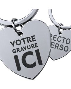 Porte-clés gravé coeur brillant