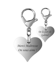Porte-clés gravé coeur croque love merci maitresse