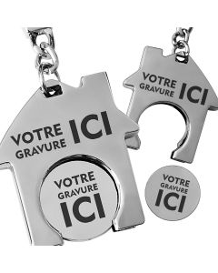 Porte-clés gravé maison jeton de caddie