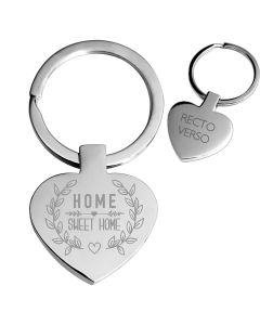 Porte clés gravé métal coeur -off