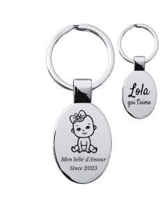 Porte-clés gravé ovale - personnalisé fête des mamans