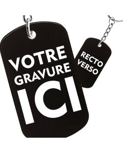 Porte-clés gravé plaque militaire noir