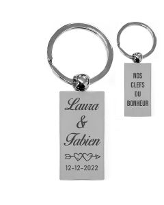 Porte-clés gravé rotatif rectangulaire
