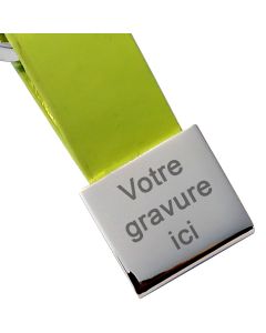 Porte-clés gravé Simili cuir et métal carré vert