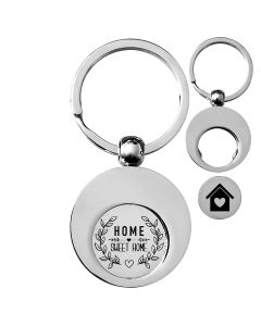 Porte-clés jeton de caddie gravé rond