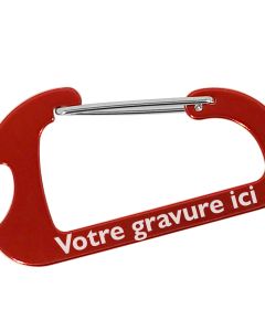 Porte-clés mousqueton gravé rouge