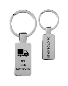 Porte-clés personnalisé acier petit rectangle