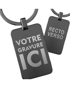 Porte-clés personnalisé acier plaque noire