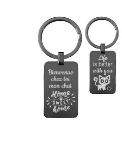 Porte-clés personnalisé acier plaque noire