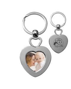 Porte-clés photo double cœur métal- personnalisé mamie