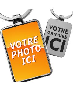 Porte-clés rectangulaire personnalisé photo et gravure