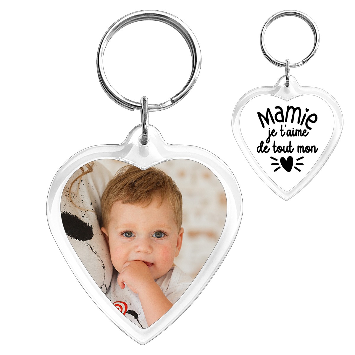Amikado - Porte-clés coeur duo personnalisé avec vos prénoms - cadeau saint valentin