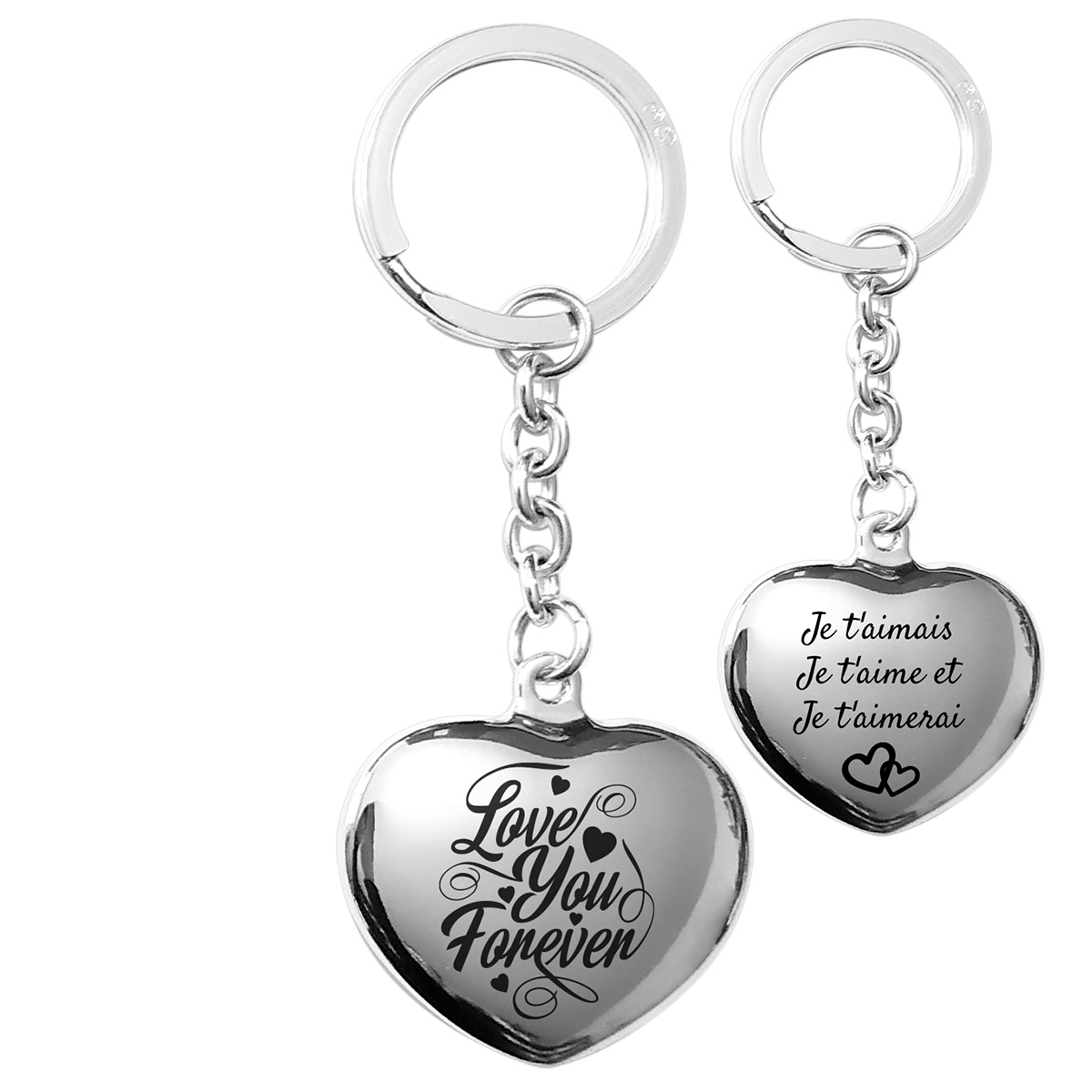 Porte-clés original femme coeur argent Love is in the air