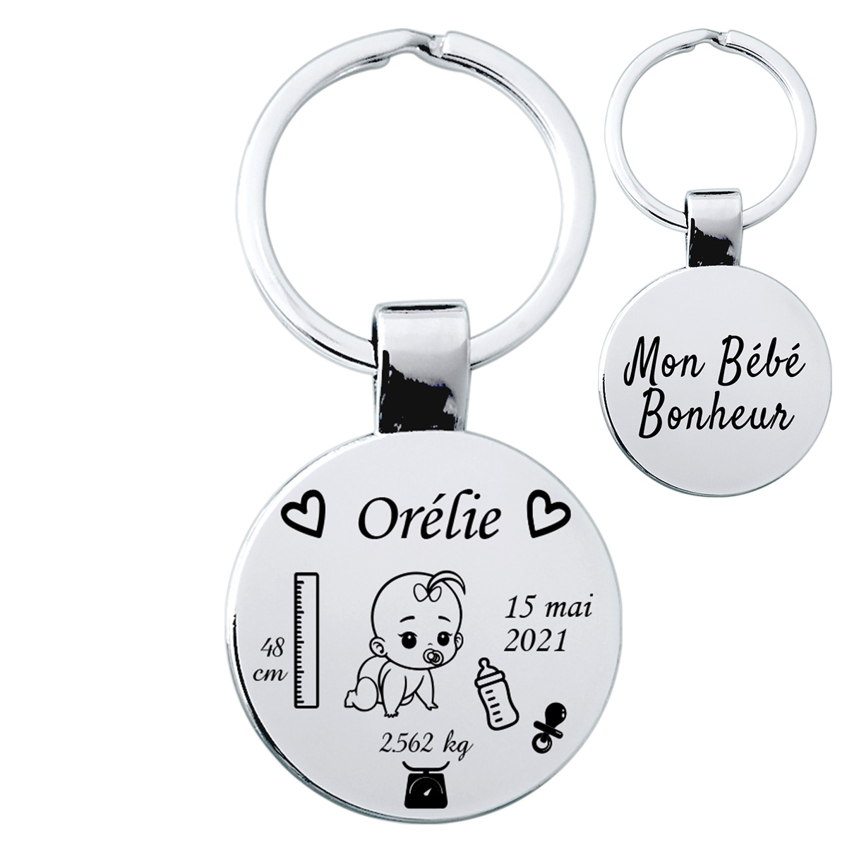 Porte Cles Grave Naissance Fille