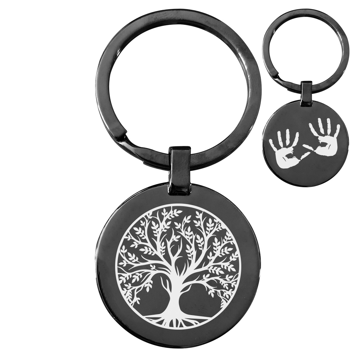 Porte clés cuir noir en forme de cœur personnalisé