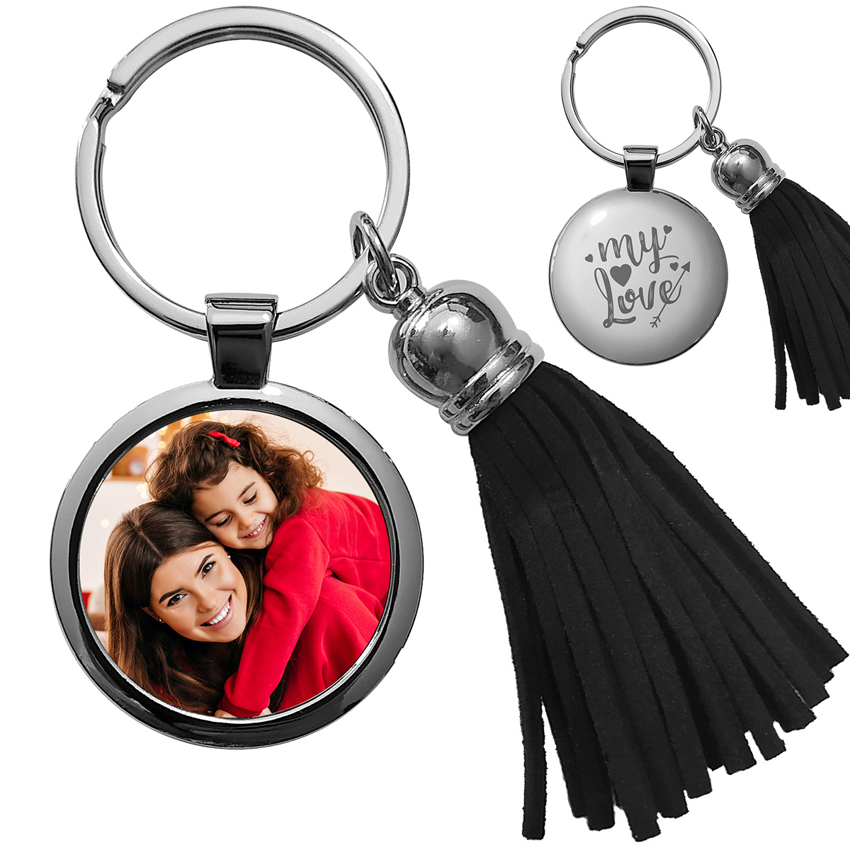 Porte Cles Photo Bijou Pompon Noir