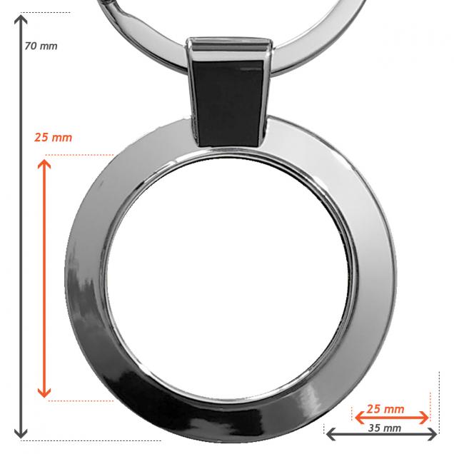 Fabrication de porte-clé métal ronds slim personnalisés 25mm - deux faces 