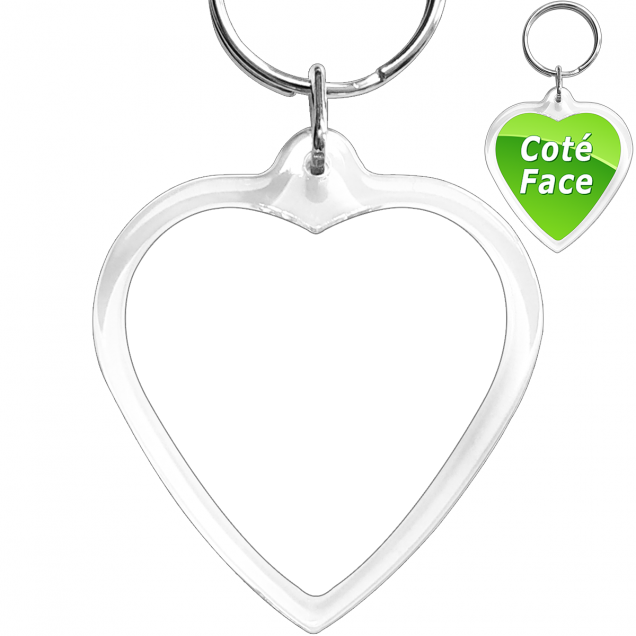 Porte-clés cœur transparent - Personnalisation photo