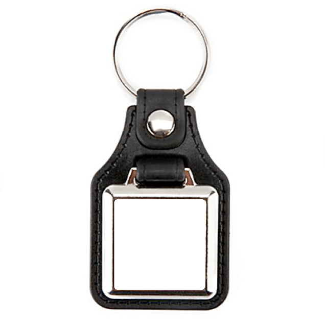 Porte clés en cuir noir de forme rond personnalisé