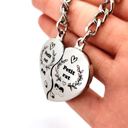 cadeau porte-cles metal message amour saint-valentin