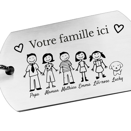 Porte-clés gravé personnalisé prénom famille