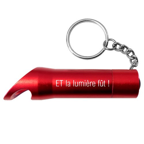 porte-clés decapsuleur lampe torche personnalisable rouge