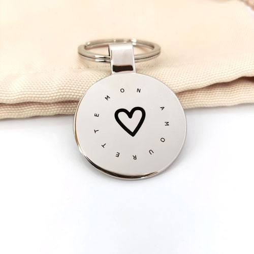 cadeau porte-cles personnalises saint-valentin message d'amour coeur