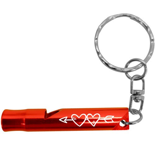 porte-clés mini sifflet rouge personnalisable gravure coeur 